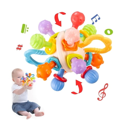 Genérico - Juguete Sonajero Mordedor Estimulante Para Bebes Celeste