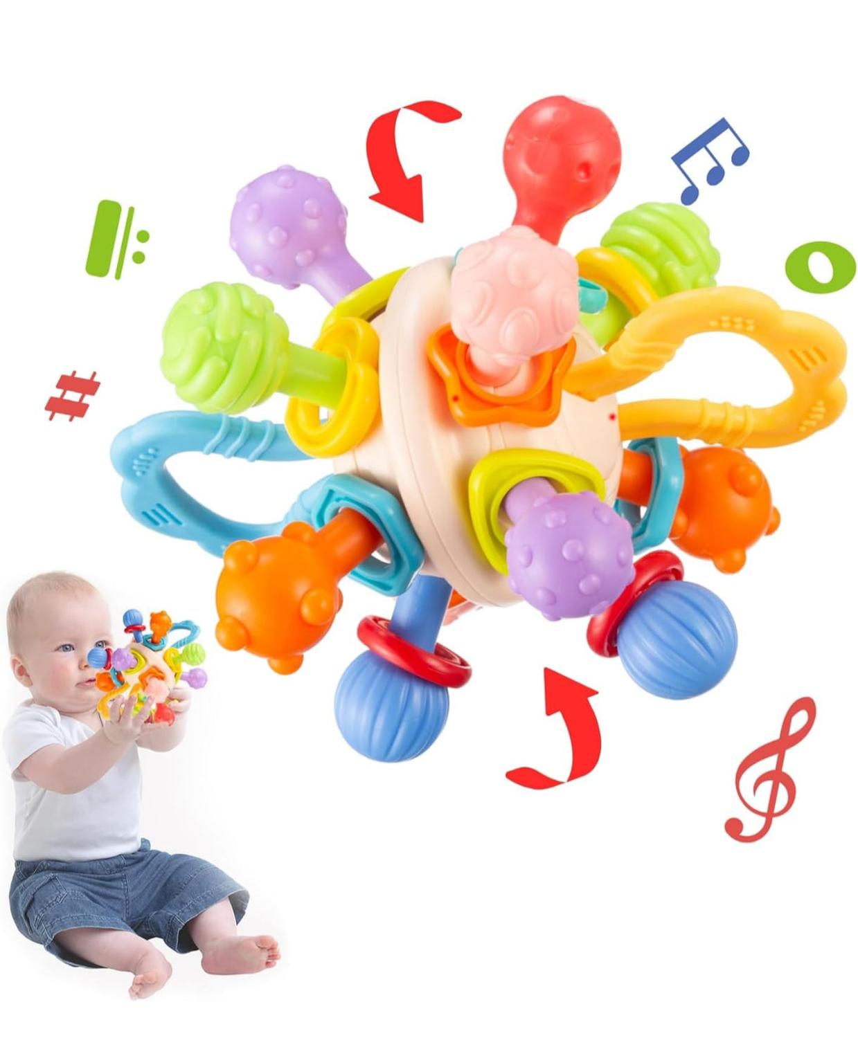 Genérico - Juguete Sonajero Mordedor Estimulante Para Bebes Celeste