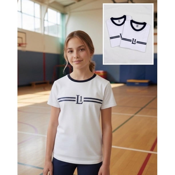 Pack 2 Poleras Niña Deportiva Liceo 1 blanco M