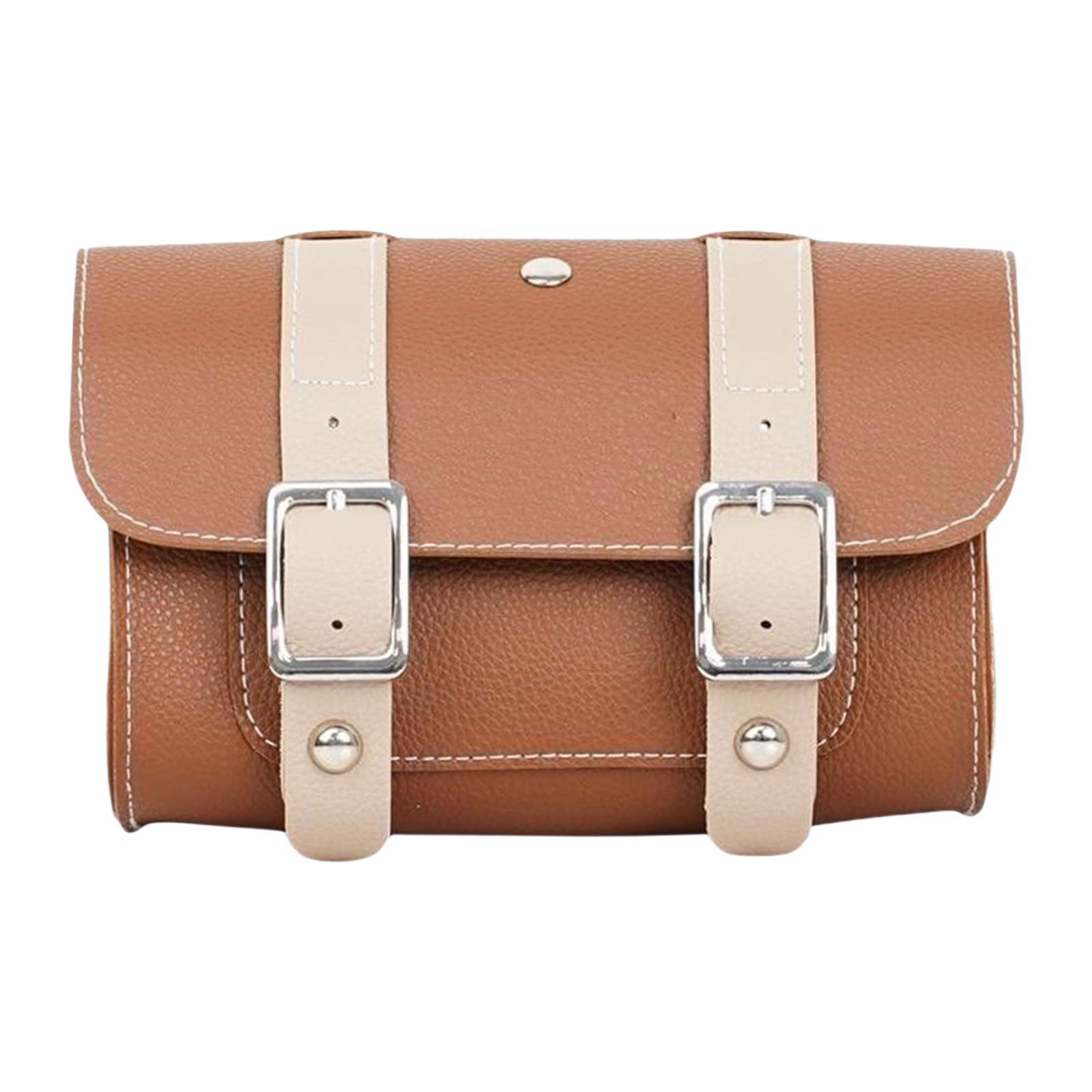 Ioensy - Bolsa Para Bicicleta De Cuero Artificial, Bolsa De Almacenamiento Trasera Para Ciclismo, Bolsa Para Cuadro De Bicicleta