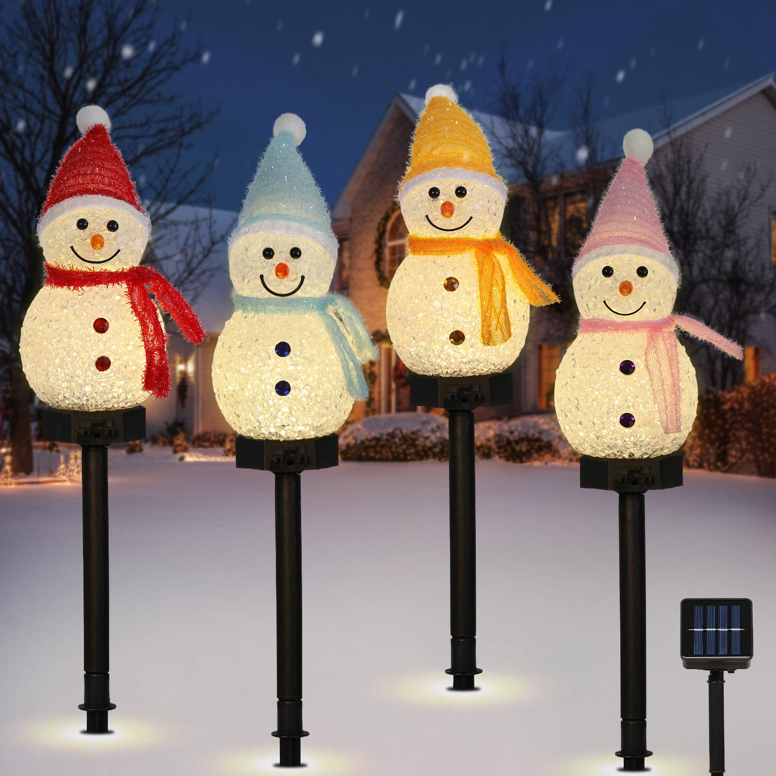 Luces Solares Para Decoración Navideña Lewondr Snowman, 4 Unidades