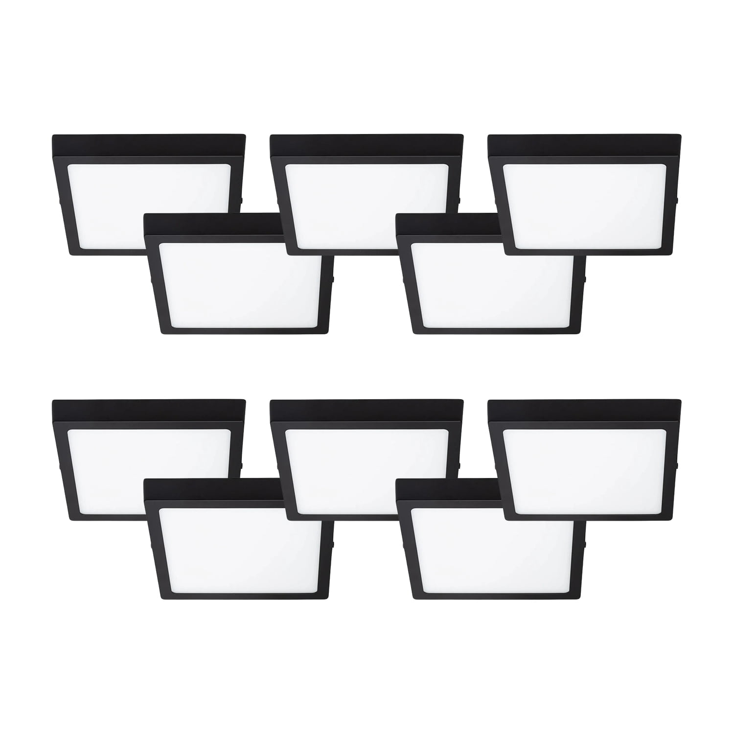 Hb Led - Pack 10 Panel Led Sobrepuesto Cuadrado Negro Pro 12w Neutro