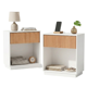 thumbnail image 2 of Set de 2 Veladores Blanco y Madera Acanalado Forli, 2 of 8