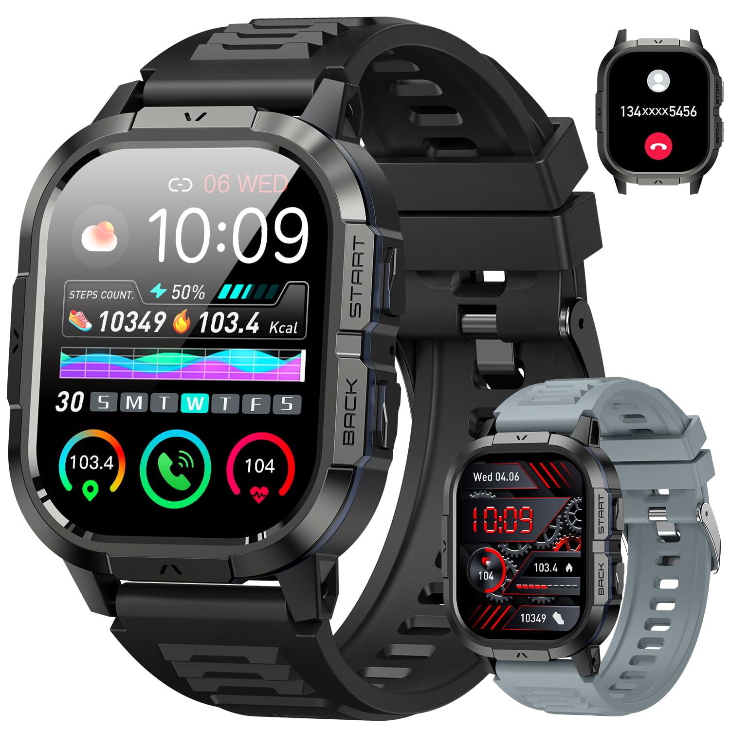 Reloj Inteligente Zhizhi Military Fitness Tracker Para Hombre, Resistente Al Agua