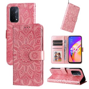 Funda Tipo Cartera Foxdock Para Oppo A74 5G , Diseño Girasol En Relieve, Cuero Pu, Cierre Magnético, Soporte Y Tarjetero