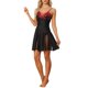 thumbnail image 1 of INSPIRE CHIC Vestido de Dormir Mini de Satén con Encaje y Malla para Mujer, Escote en V, Espalda Descubierta, con Tirantes Ajustables, XS Negro Rojo, 1 of 6