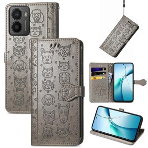 Funda Cartera Foxdock Para Hmd Fusion , Flip Pu Con Relieve De Gatos Y Perros, Tarjetero Y Soporte