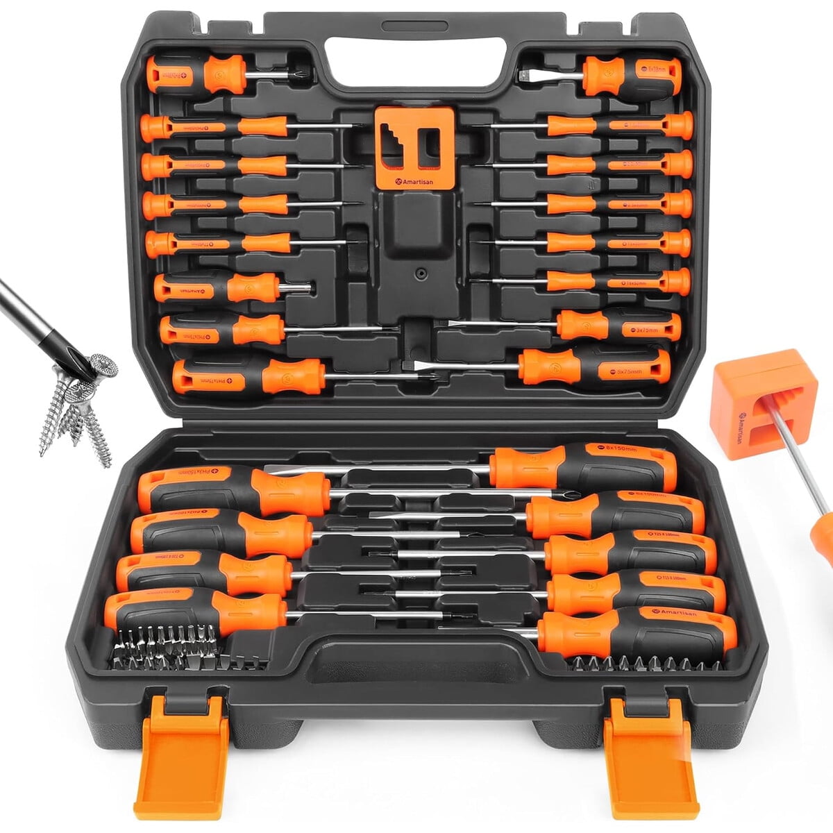 Set Destornilladores Amartisan 86 Piezas Magnéticos Estuche