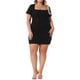 thumbnail image 1 of Agnes Orinda Vestidos Cruzados de Talla Grande para Mujer Cuello Cuadrado Manga Corta Vestido Casual Midi 2X Negro, 1 of 6
