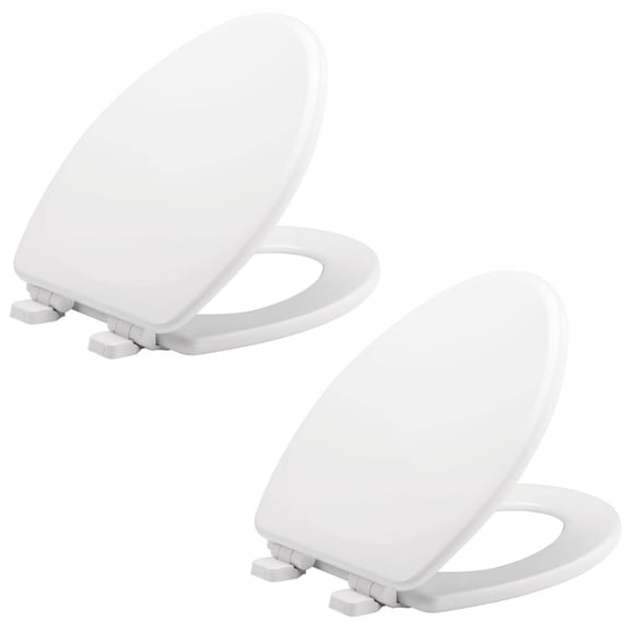 Asiento de inodoro Mayfair Linden de madera, cierre suave, paquete de 2, blanco