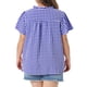 thumbnail image 3 of Agnes Orinda Blusa de Cuadros con Lazo Frontal y Volantes para Mujer de Talla Grande, Cuello en V, Manga Corta, Camisa de Verano Casual Elegante 2X Azul, 3 of 6