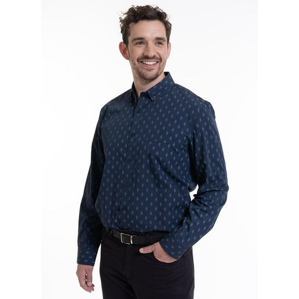 Camisa Estampada Microprint Azul Marino azul marino L
