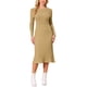 thumbnail image 2 of INSPIRE CHIC Vestido de Mujer de Manga Larga Otoño 2026 Cuello Redondo Tejido de Punto Acanalado Plisado Vestidos Midi Línea A M Caqui, 2 of 6