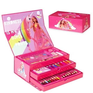 Art Set Barbie Art Box Con 3 Cajones Y Asa Para Niños