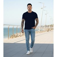 T-World - Polera 100 % Algodón Manga Corta Básica 170 Grs. Azul