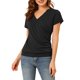 thumbnail image 5 of INSPIRE CHIC Blusas de Mujer con Envolvente, Cuello en V, Mangas Cortas, Decoración de Botones, Fruncido, Casual, Negro L, 5 of 7