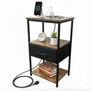 Velador Con Puerto Usb Y Tomacorrientes Simpel Mesa Noche