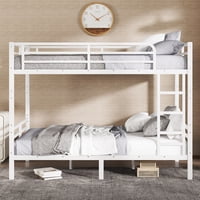 M&Ms - Metal Full Xl Over Full Xl Bunk Bed For Teens And Adults,Space-Saving/Noise Reduced/No Box Spring Needed, White