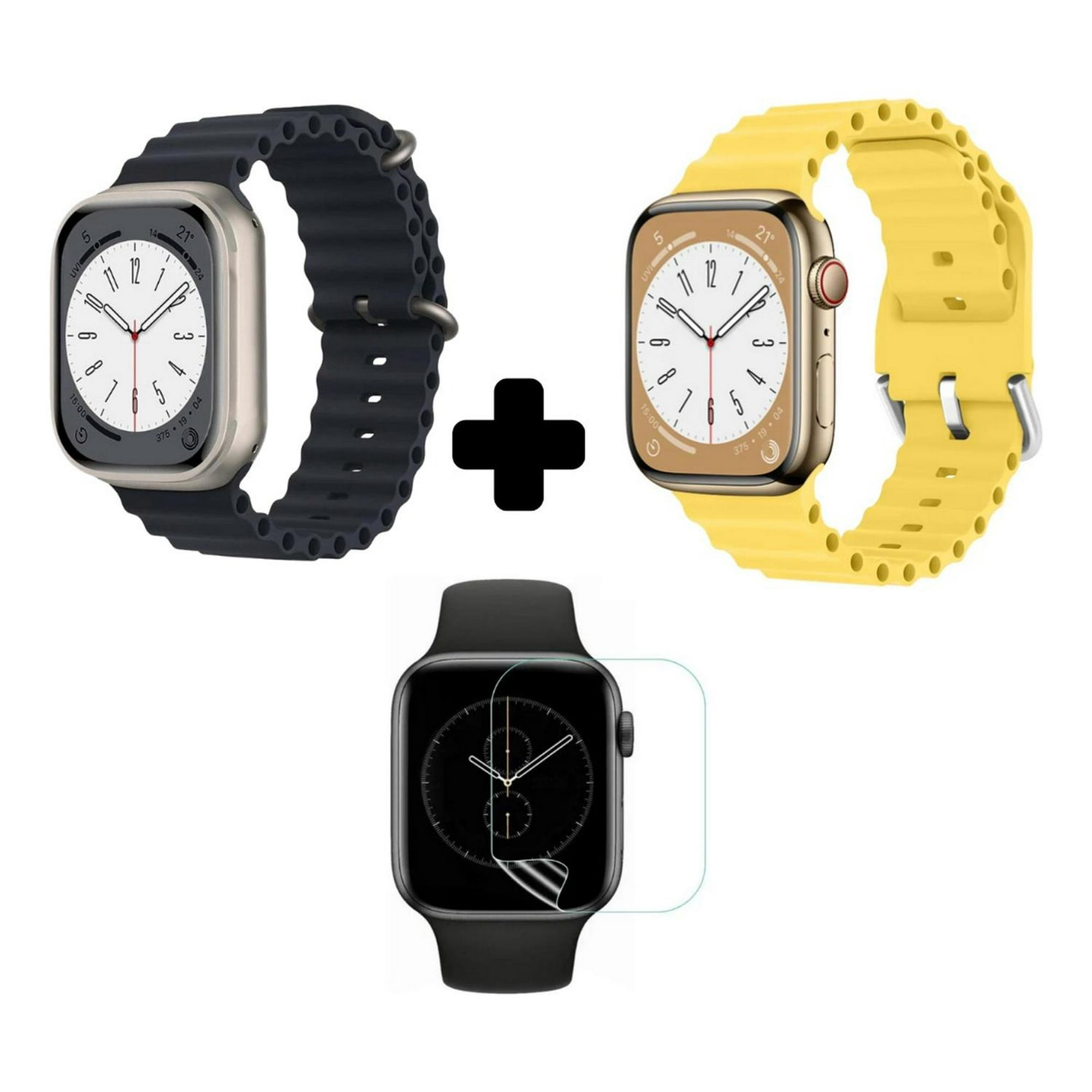 Fitpro - 2 Correa Ocean Smartwatch + Protector 45mm Amarillo