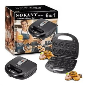 Leonimport - Maquina Para Donas Galleta Waffles Nuez Sandwich Grill Cakes 6 En 1