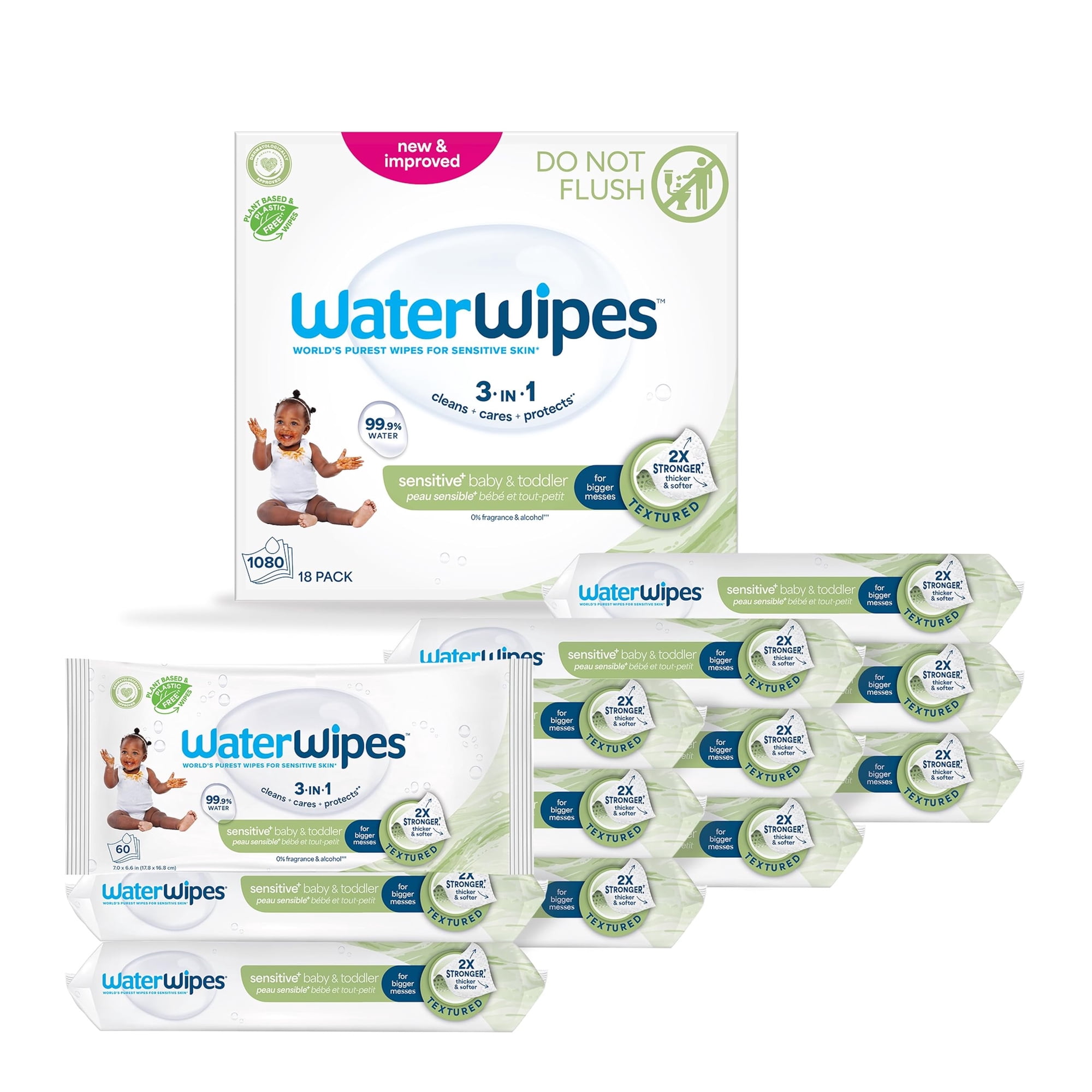Toallitas Para Bebé Waterwipes Sensitive+ 3 En 1 Sin Perfume 1080 Unidades