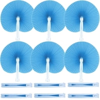 Ventiladores De Mano Decorativos Plegables De Papel Bestage Blue (Paquete De 20)