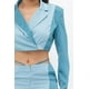 thumbnail image 2 of Blazer Corto con Bloques de Color y Pantalón Ancho de Tiro Bajo a Juego con Bolsillos Azul M, 2 of 5