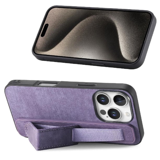 Funda Protectora con Correa para iPhone 16 Pro Max Resistente a Golpes Morado