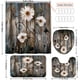 thumbnail image 4 of 1pc Wooden Door & Flower Waterproof Shower Curtain With 12 Hooks, Non-Slip Bathroom Rug, Toilet U-Shape Mat, Toilet Lid Cover Pad, Bathroom Decor, 4 of 4
