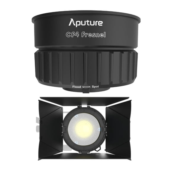 Aputure CF4 Fresnel con lente de 10 cm y puerta de barniz de 8 hojas - paquete