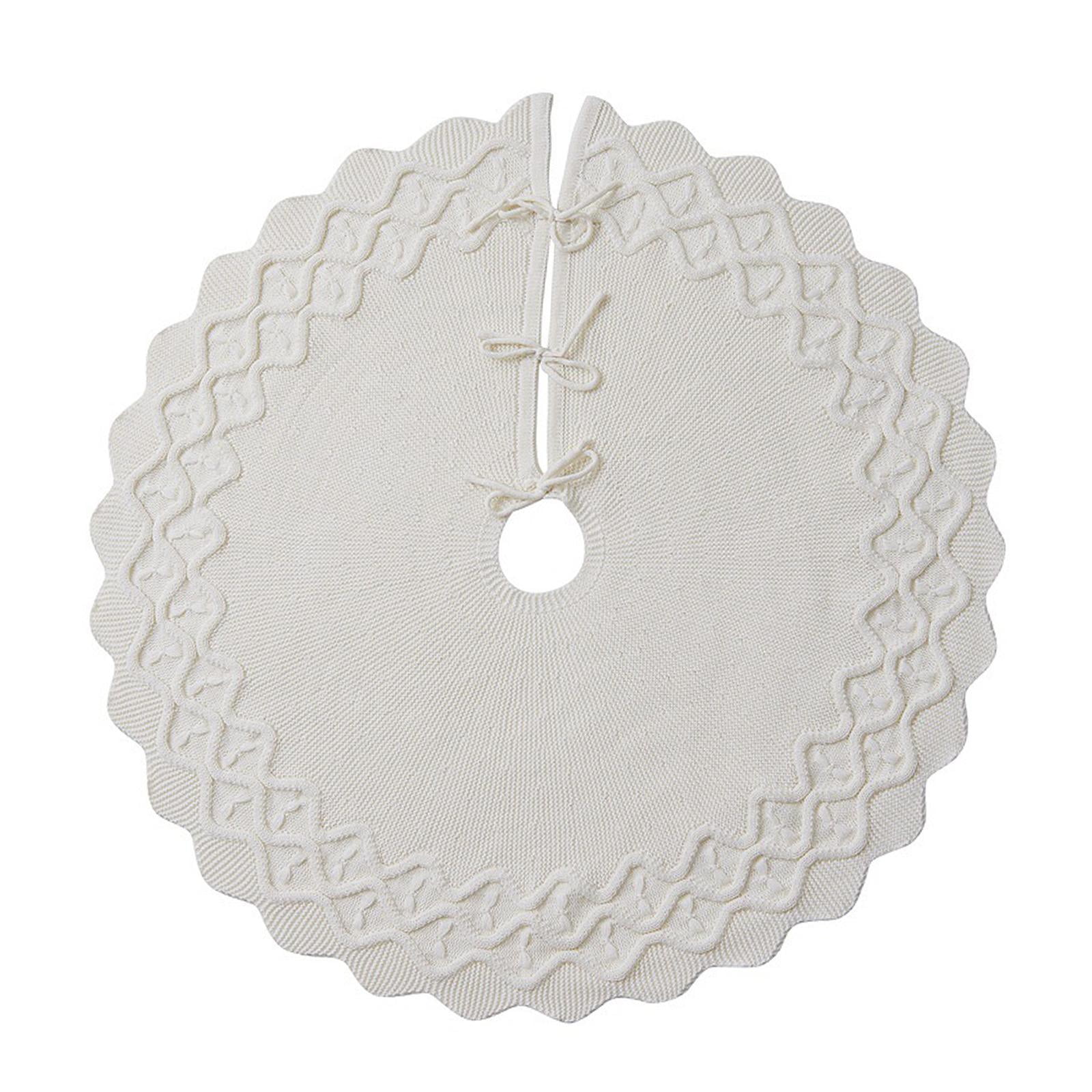 Bothyi - Falda De Árbol De Navidad De Punto Redonda Para Decoración De Árbol De Navidad Para Fiesta, Puerta De Entrada, Dormitorio, Color Blanco