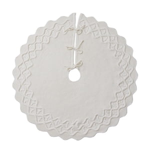 Bothyi - Falda De Árbol De Navidad De Punto Redonda Para Decoración De Árbol De Navidad Para Fiesta, Puerta De Entrada, Dormitorio, Color Blanco