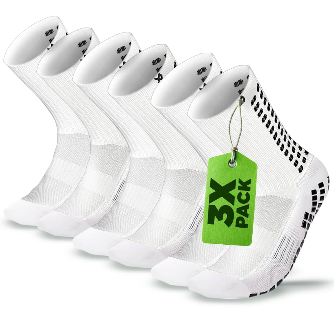 Medias Lux Sports Dualgrip Antideslizantes Blancas Paquete X3 Talle Grande