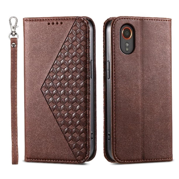 Funda Flip FOXDOCK para Samsung Galaxy Xcover 7 , Estilo Billetera con Diseño Rombo, Correa de Mano y Soporte, Uso Diario