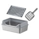 thumbnail image 1 of Bandeja De Arena Para Gatos De Acero Inoxidable Con Parte Superior Abierta Para La Oficina, El Hogar Y El Camping, Color Gris Claro Corto, 1 of 5