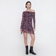 thumbnail image 4 of Vestido Mujer M/L Largo Malla Print Flor Negro Corona, 4 of 5