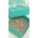 thumbnail image 2 of Aros estilo coreano flor rosada cristal dorado baño de oro, 2 of 3
