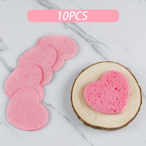 10PCS Face Cleaning Sponge Pad for Exfoliator Mask Facial SPA Massage Makeup Removal Thicker Compress Natural Cellulose Reusable