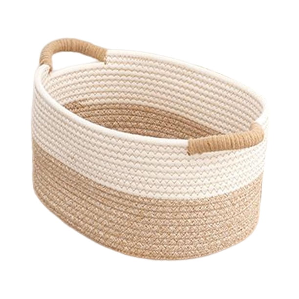 Cesta de Almacenamiento Tejida con Cuerda de Poliéster Nórdico, Duradero, Fácil de Limpiar, Maquillaje Suave, Soporte Cosmético para Artículos Diverso 33cmx24cmx18cm