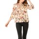 thumbnail image 2 of INSPIRE CHIC Estilo Blusa Boho para Mujer Estampado Floral Cuello con Lazo Manga 3/4 Tops Casual XS Beige, 2 of 8
