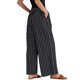 thumbnail image 3 of INSPIRE CHIC Pantalones de rayas con cordón casuales de regreso a clases para mujer, pantalones anchos de cintura alta de algodón sueltos, negro L, 3 of 6