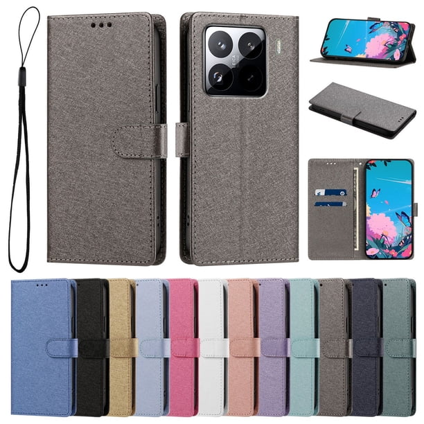 Funda Cartera de PU para Xiaomi 15 Pro con Tarjetas, Gris
