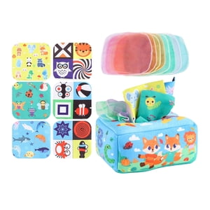 Bothyi - Caja De Pañuelos Para Tirar, Juguete Sensorial, Pañuelos Para Tirar Ocupados Para Niños Pequeños, Bebés, Zorros
