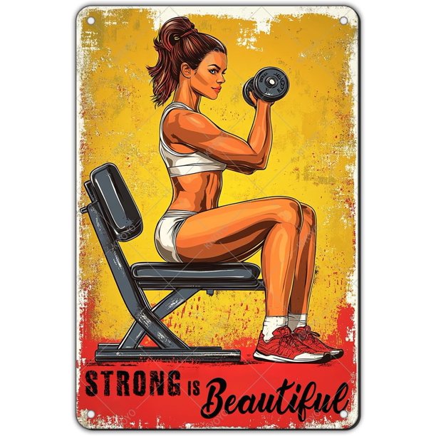 Letrero sala gimnasio terapia fitness vintage metal estaño hierro pintura decoración pared hogar club cueva hombre 30x20 cm
