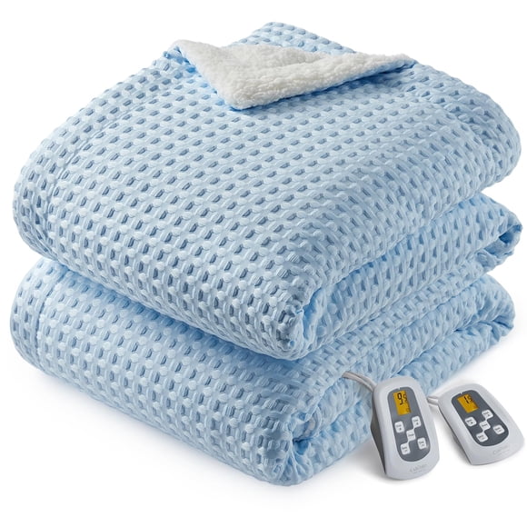 Manta térmica CAROMIO tamaño queen con controlador LCD, color azul claro