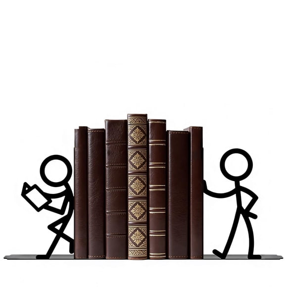 Porta libros de metal SCmedrichyr, juego de 2 unidades, figura de palo, negro