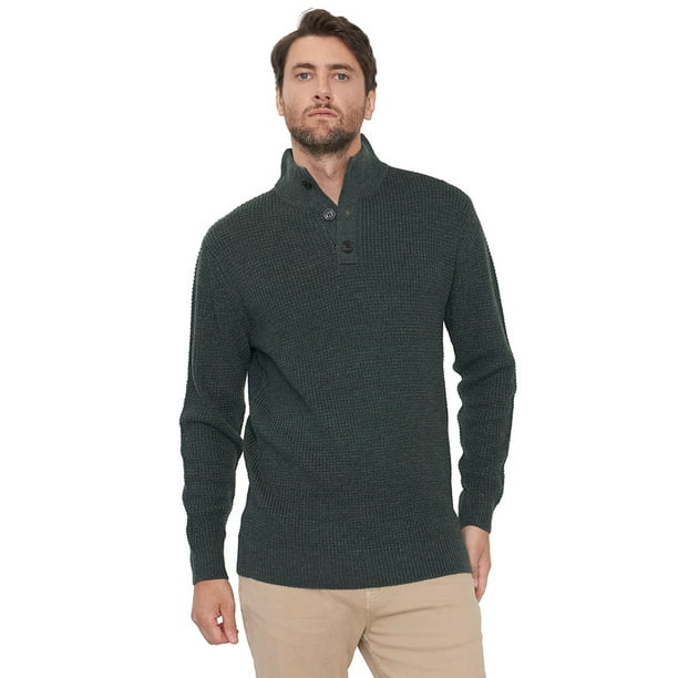 Tejido Hombre Cuello Botones Verde Corona