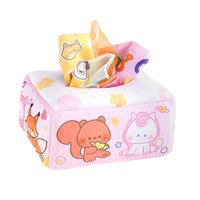 Magideal - Caja De Pañuelos Para Bebés Con 8 Bufandas De Colores, Juguetes Suaves Para Bebés De Alto Contraste, Juguetes Sensoriales Para Actividades De Viaje Rosa