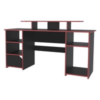 Fmfurniture - Escritorio Gamer 88,5X157,1X50 Cm Fm-045N Negro Y Rojo
