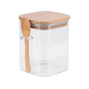 Disparo - Frasco Contenedor Hermetico 700Ml Vidrio 12Cm Cuadrado Cuchara